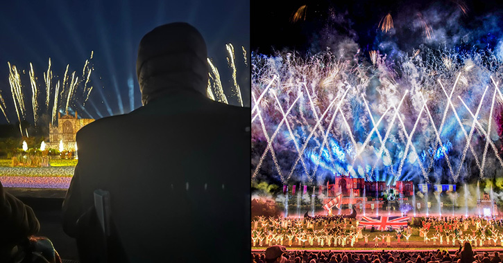 David, a wheelchair user watching Kynren, an Epic Tale of England performance.